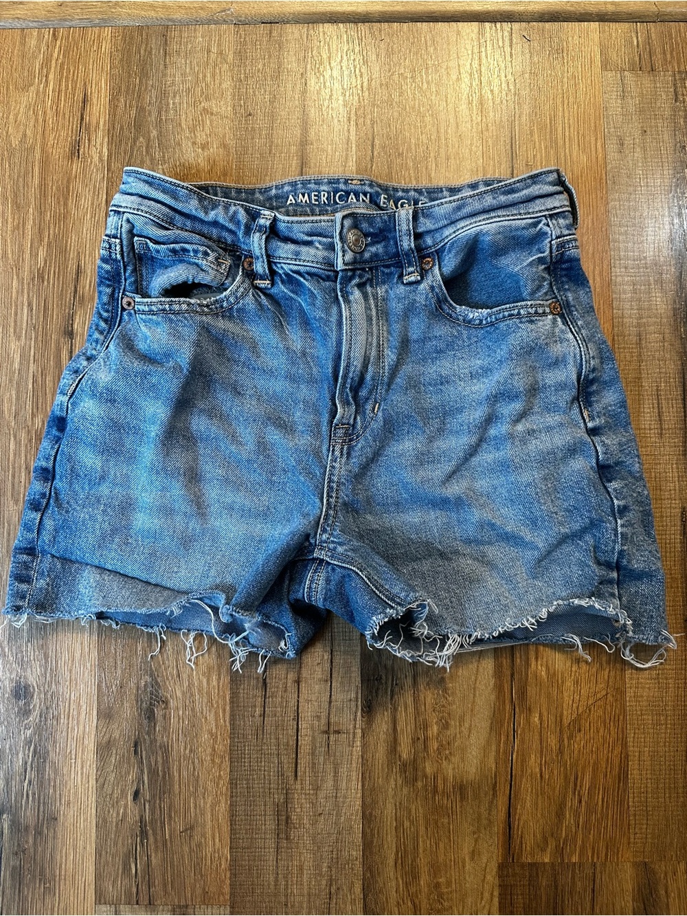 American Eagle Outfitters Light Blue Denim Frayed Hem Cutoff Shorts